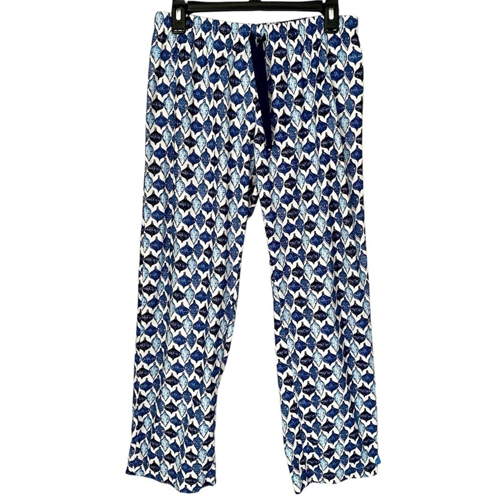 NAUTICA Lounge Pants Soft Lightweight Holiday Ornaments Blue White Women M NWOT